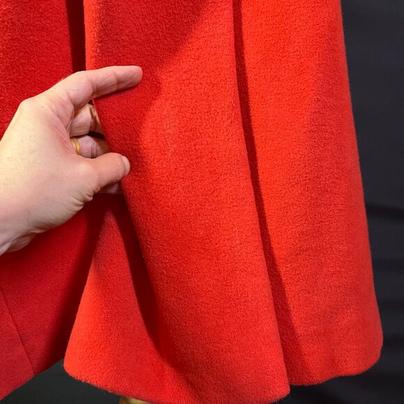 Vintage Robinson's Made in England Wool Coat Orange-Red *Flaws - Picture 7 of 15